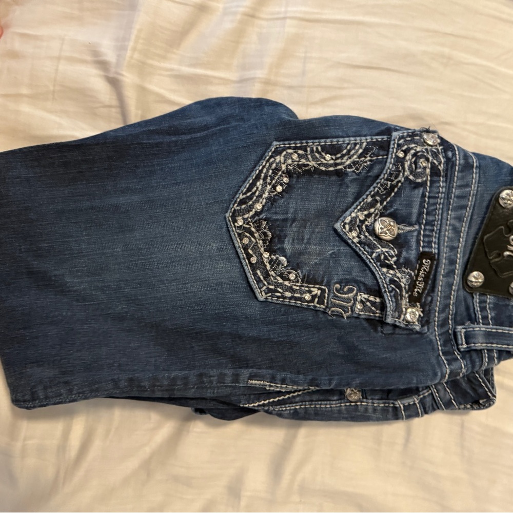 Miss Me Indigo Boot Cut Jeans with Silver Accents